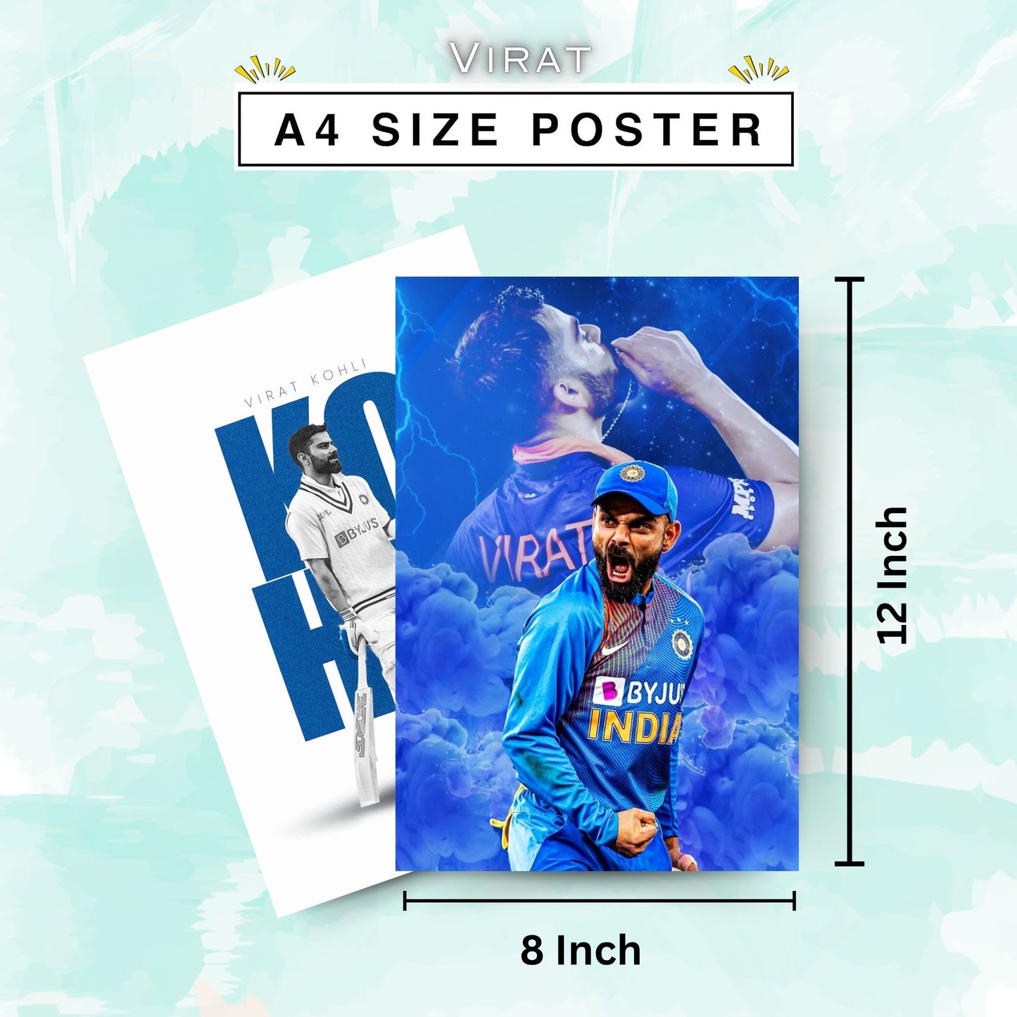 Posters Inc Cricket Posters Room Virat Kohli Wall Poster Set Of 6 A4 Size Printed On 300 Gsm Matte Paper With Glue Dots Included Wall Decoration Poster For Bedroom Workspace Study Setup