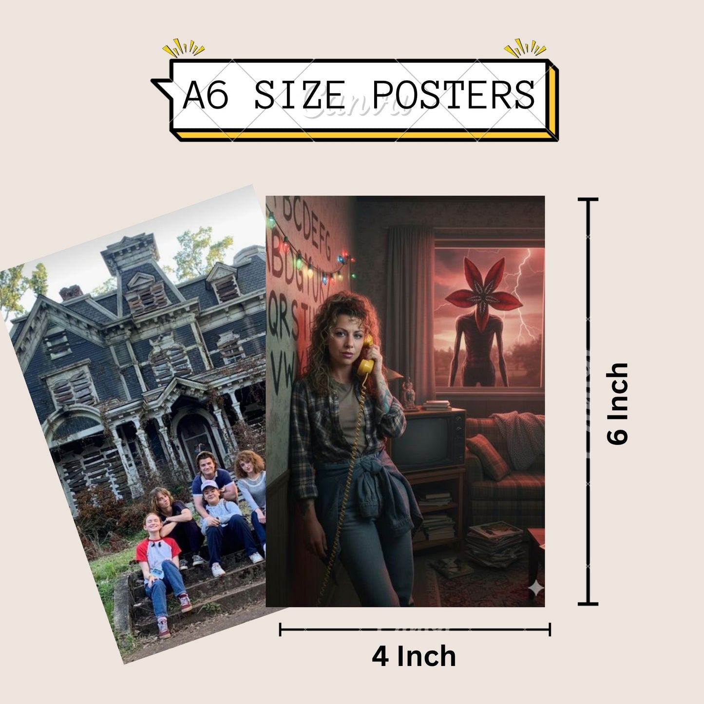 Posters Inc A6 Size Pack Of 27 Stranger Things Visual Prints Featuring Cinematic Horror Fantasy Geek Room Decor Netflix Collection Includes Glue Dots