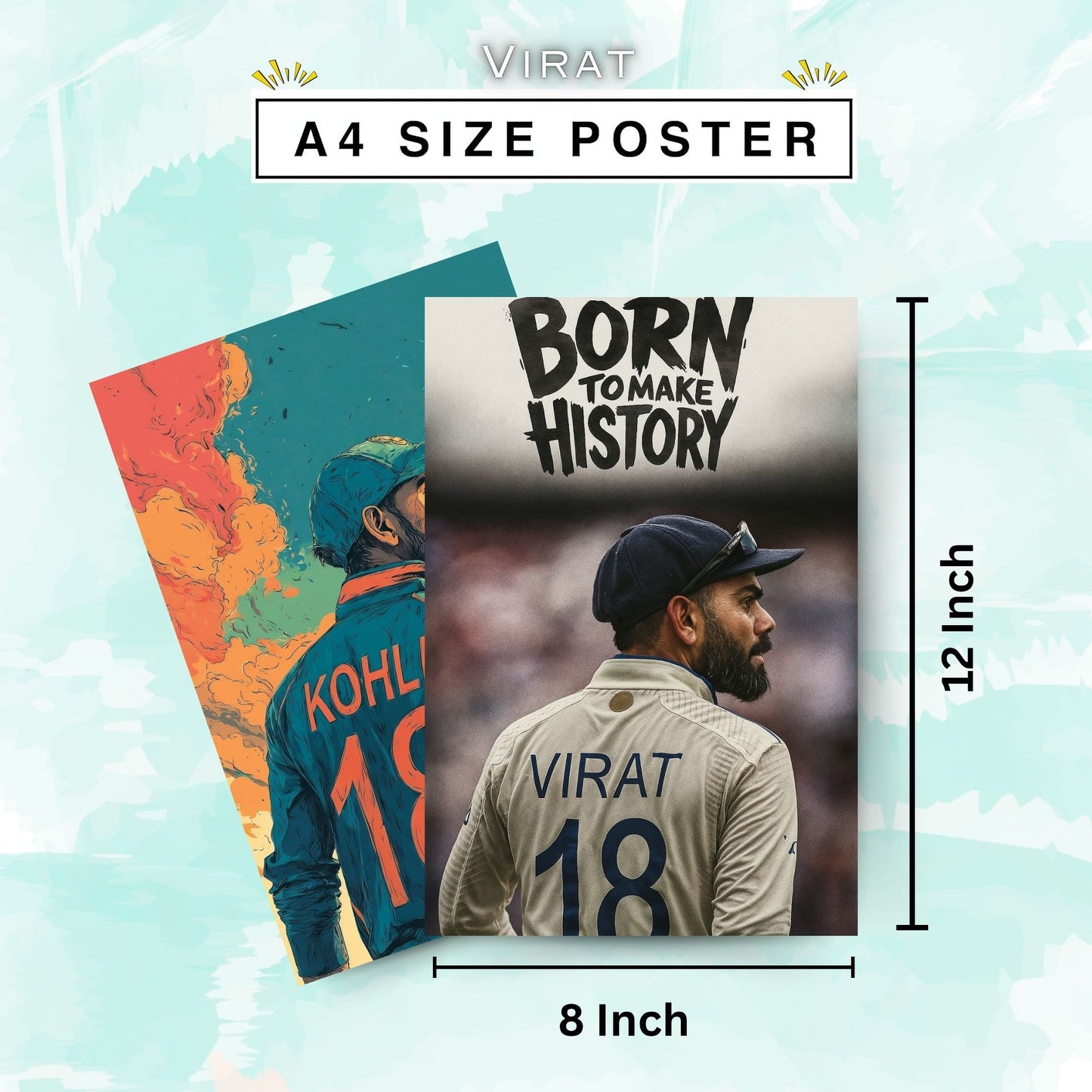 Posters Inc Virat Kohli Posters For Room A4 Size Pack Of 6 Posters Printed On 300 Gsm Matte Paper With Glue Dots Included Wall Decoration Poster For Bedroom Study Room Office Cricket Theme