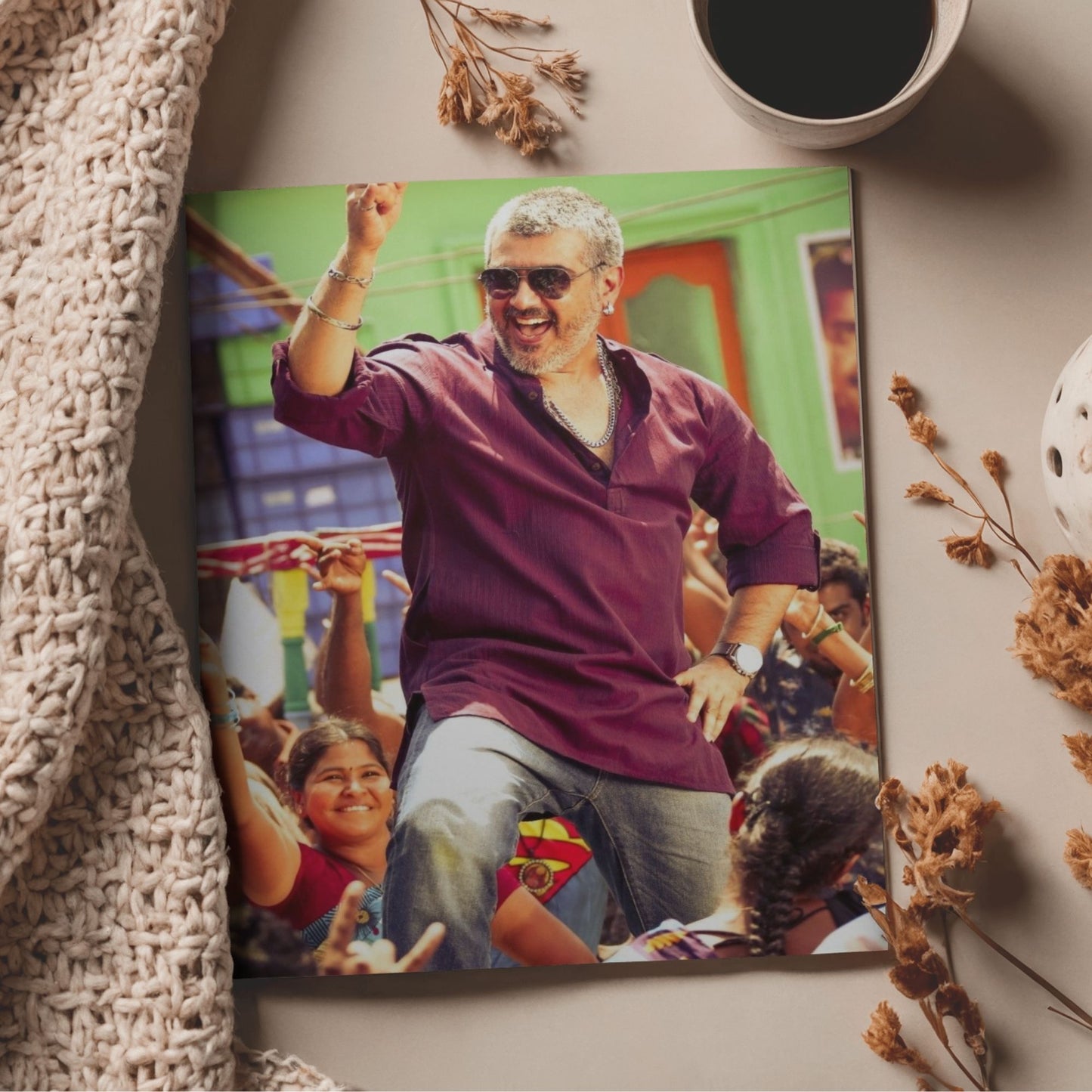 Aonami Ajith Kumar Wall Art Set A4 Pack of 6 Posters Premium 300 GSM Matte Paper Print Glue Dots Included Ajith Movie Inspired Wall Decor for Bedroom Study Space Hostel Interior and Office Decoration