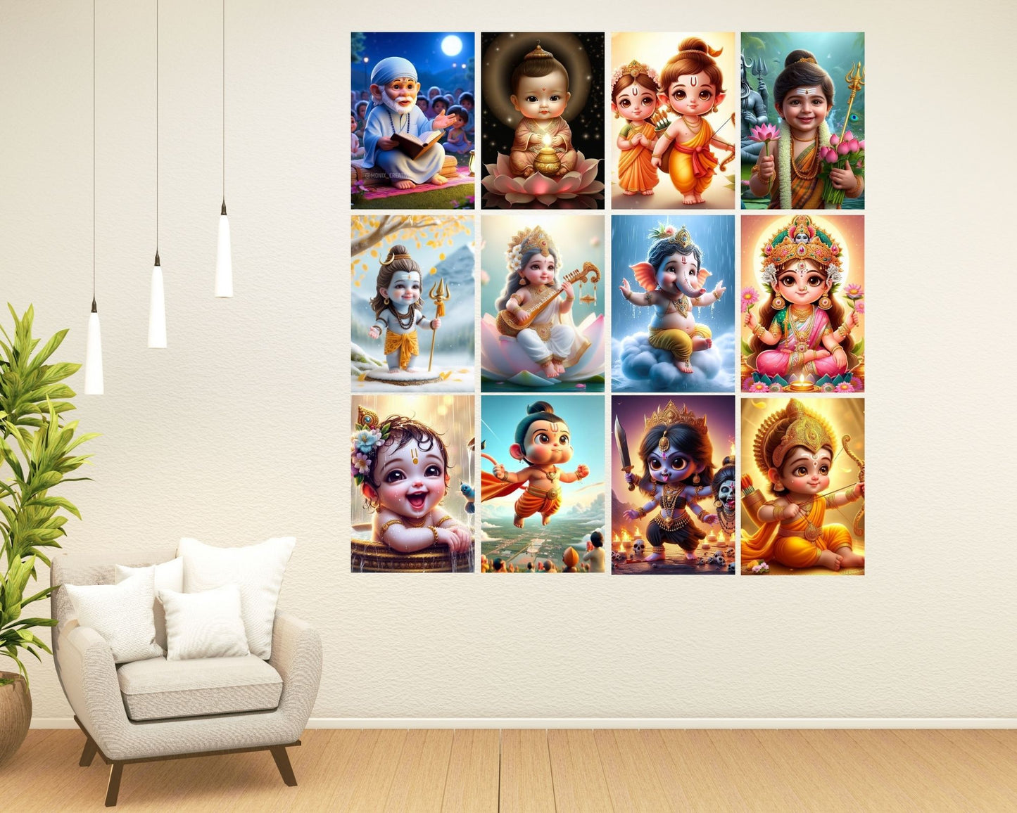 Posters Inc Baby Gods Posters for Wall – Pack of 12 Aesthetic Collage Art Prints | 8x12 Inch HD Paper Wall Decoration for Living Room, Bedroom & Kitchen | Home Decor Items & Gifts for Pregnant Women, Kids