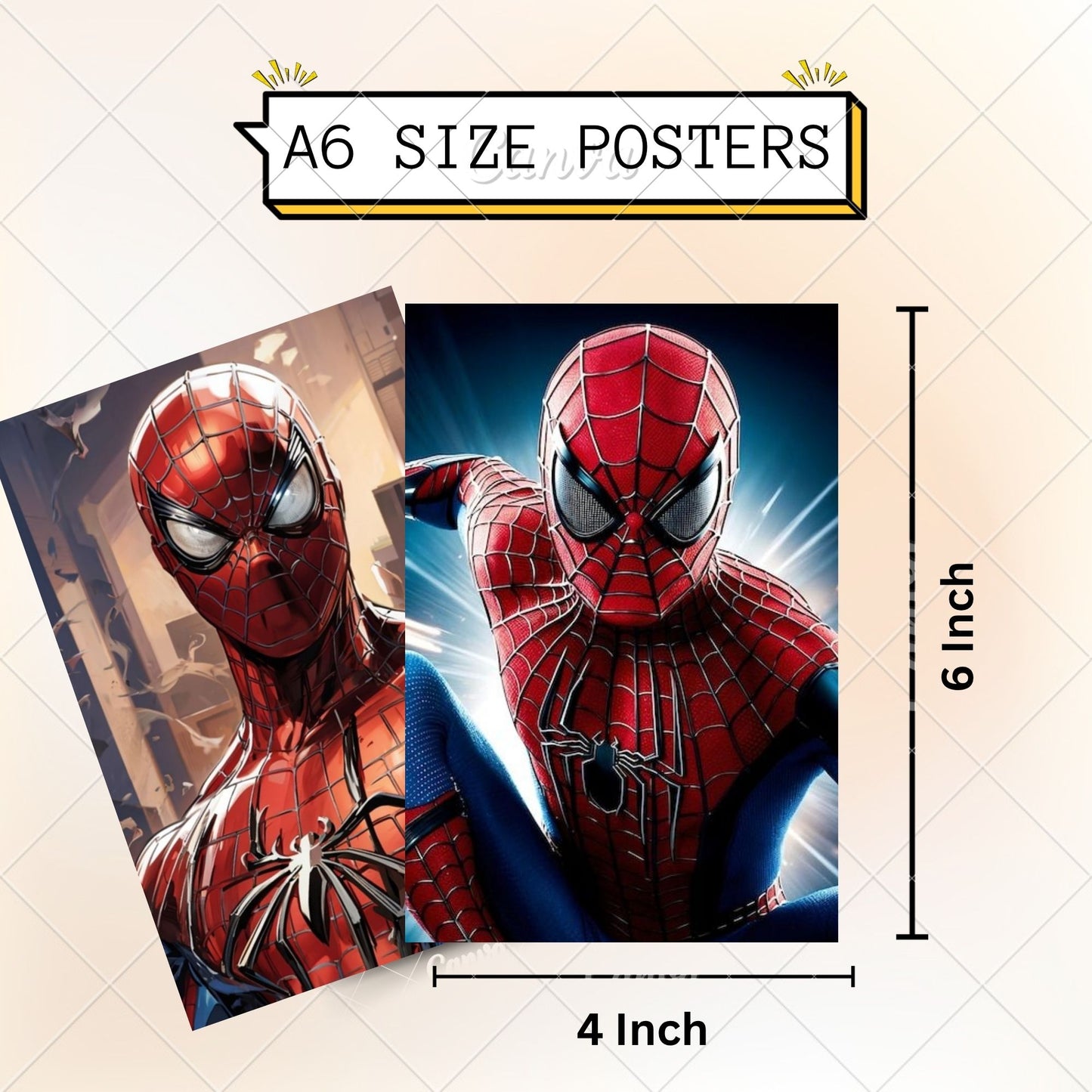 Posters Inc A6 Size Pack Of 54 Spider-man Wall Posters For Bedroom Decor Includes Glue Dots Featuring Web Slinger Artwork Urban Defender Theme And Epic Rooftop Scene For Room Aesthetic