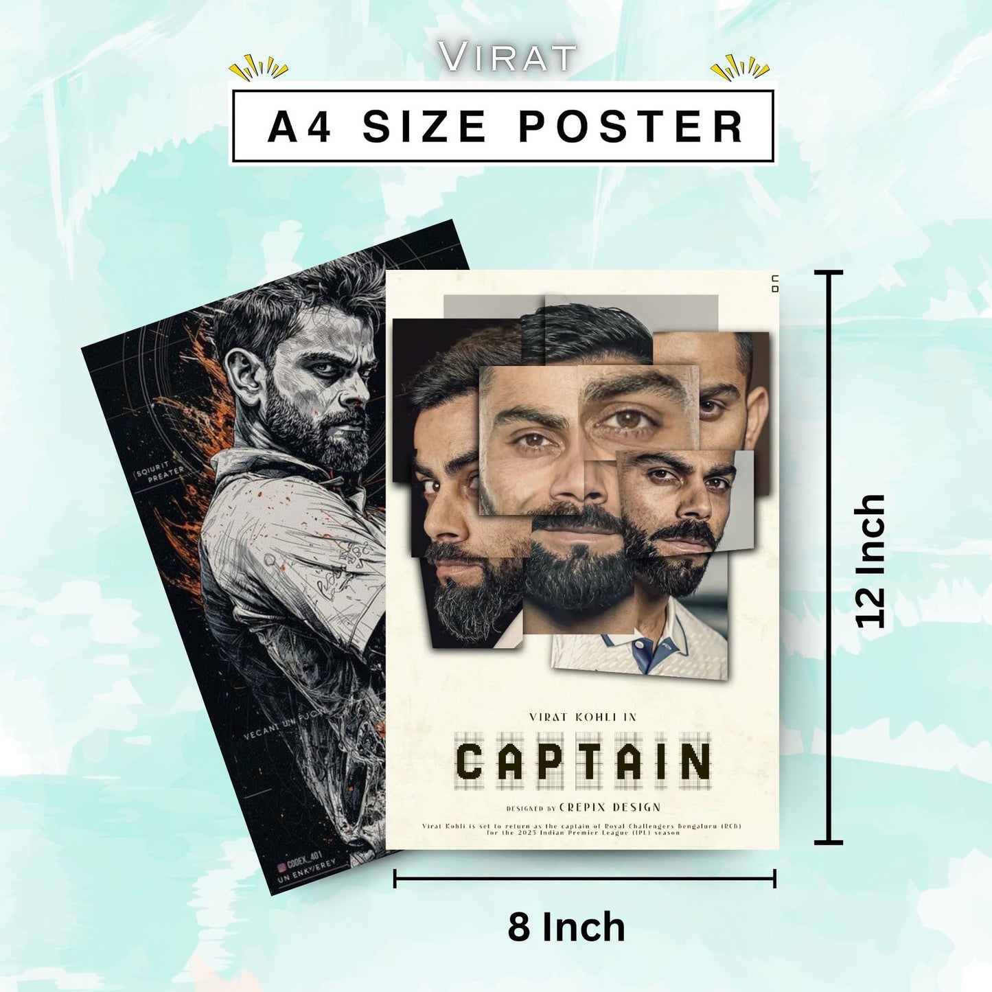 Posters Inc Virat Kohli Cricket Wall Poster A4 Size Pack Of 6 Printed On 300 Gsm Matte Paper With Glue Dots Included Posters For Room Aesthetic Sports Decor For Living Room