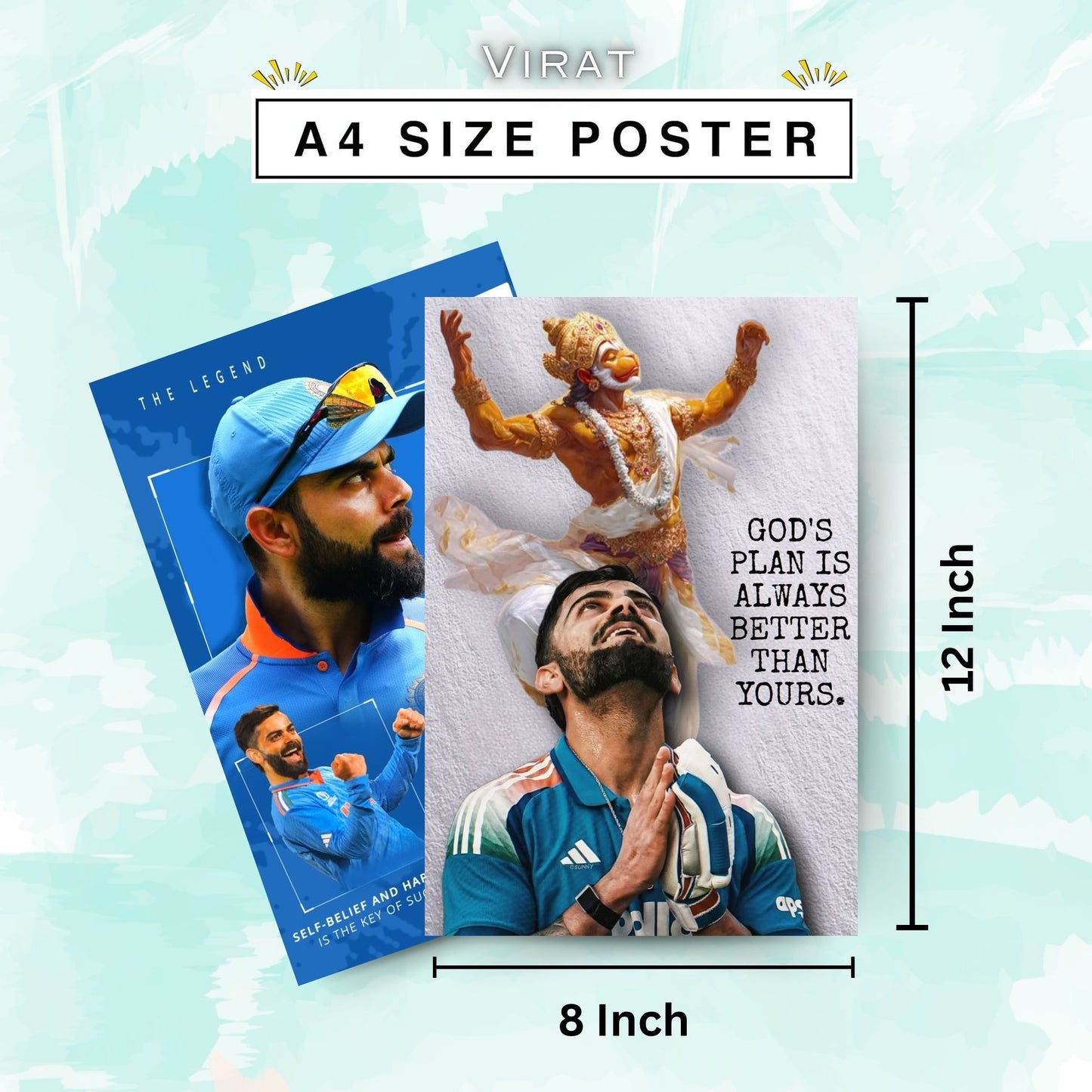 Posters Inc Cricket Posters Room Virat Kohli A4 Size Pack Of 6 Printed On 300 Gsm Matte Paper With Glue Dots Included Virat Kohli Poster For Room Wall Decoration For Bedroom