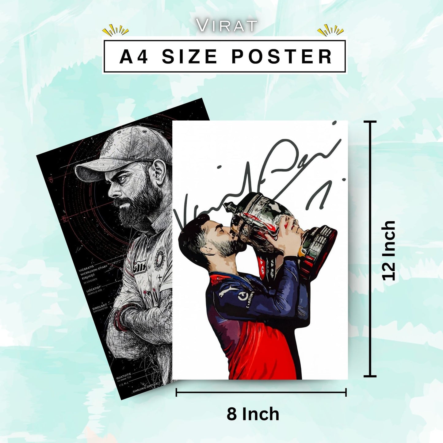 Posters Inc Virat Kohli Cricket Poster Set Of 6 A4 Size Posters Printed On 300 Gsm Matte Paper With Glue Dots Included Wall Decoration Poster For Hostel Room Study Room Decor