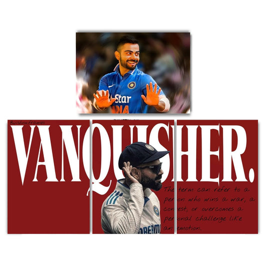 Posters Inc Virat Kohli The Goat Split Poster Set Of 4 300 Gsm Matte Paper A4 Size Pack Of 4 Posters Glue Dots Included For Room Decoration Modern Cricket Wall Art For Bedroom Office Decor