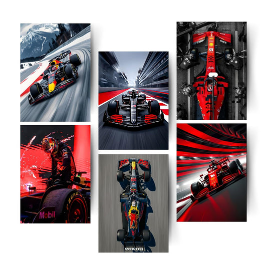 Posters Inc A4 Super Cars Poster Pack of 6 - Room Decor Aesthetic Stuff, Wall Stickers For Home Decoration of Living Room, Bedroom & Office For Motor Sport Enthusiasts - With Glue Dots