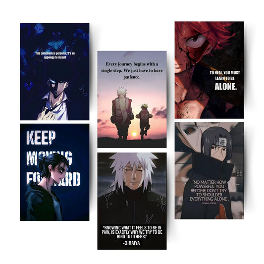 Posters Inc Anime Motivational Wall Art-A4 Size,Pack of 6,300 GSM Matte Paper-Perfect for Bedrooms,Gaming Rooms,Offices,Hostels & Study Spaces-Aesthetic Decor with Inspiring Quotes,Glue Dots Included