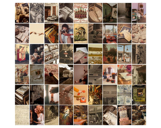 Posters Inc Pack of 54 Vintage Aesthetics Posters, Home Decor Items for Living Room, Aesthetic Wall Stickers for Bedroom and Kitchen, Gifts for Men And Women, A6 Size Collage Art Kit