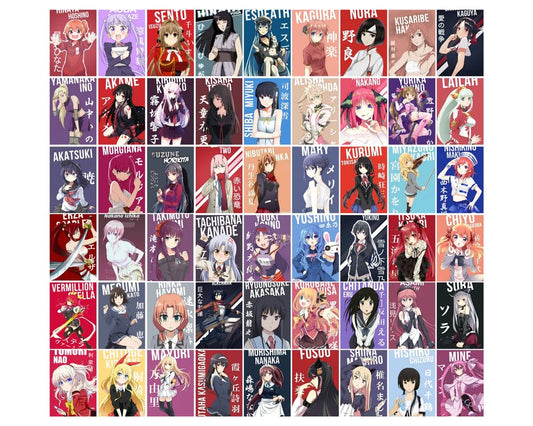Posters Inc Pack Of 54 Anime Waifu Posters,Wall Decoration Items For Living Room And Kitchen, Cute Wall Posters For Home Decoration items, Gifts For Men And Best Friend, 4x6 Inches Size, 300 GSM Paper