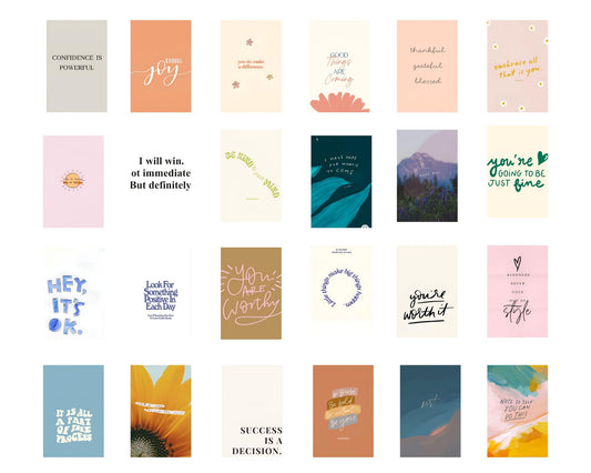 Posters Inc Pack of 24 Motivational Posters for Home Decor, Wall Decoration Items for Living Room & Bedroom, Birthday Gifts for Women & Best Friend, A5 Size 300 GSM Wallpaper Sticker without Frame