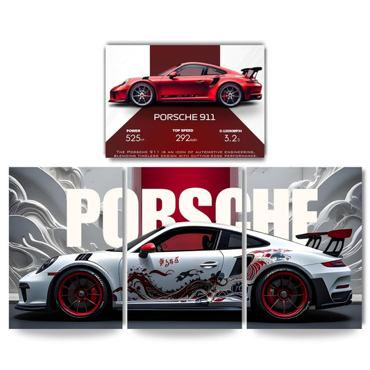 Posters Inc A4 Porsche Car Posters Pack Of 4 On 300 Gsm Matte Paper With Glue Dots Included Poster Aesthetic Car Decor Posters For Room Wall Decoration