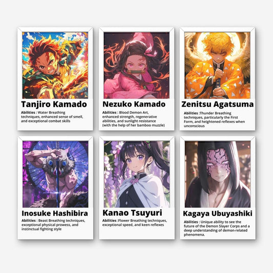Posters Inc Demon Slayer Posters, Anime Merchandise Wall Decoration Items for Living Room, Aesthetic Home Decor Item, Birthday Gifts for Men, Boyfriend, 300 GSM Print, Set of 6 A4 Size Paper, Gluedots Included