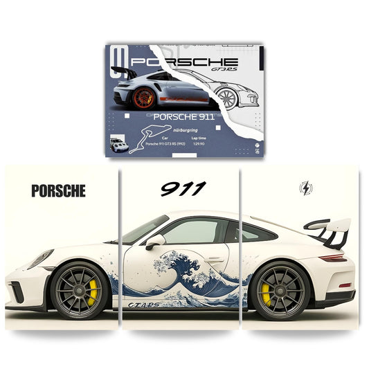 Posters Inc A4 Split Car Posters Set Of 4 On 300 Gsm Matte Paper With Glue Dots Included For Room Decor Porsche 911 Wall Poster Set For Bedroom Office Study Space