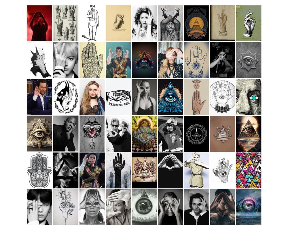 Posters Inc Pack of 54 Illuminati Posters, Home Decor Items For Living Room, Aesthetic Wall Stickers For Bedroom And Gym, Gifts For Women And Friends, 4x6 Inches Size Collage Art Kit, 300 GSM