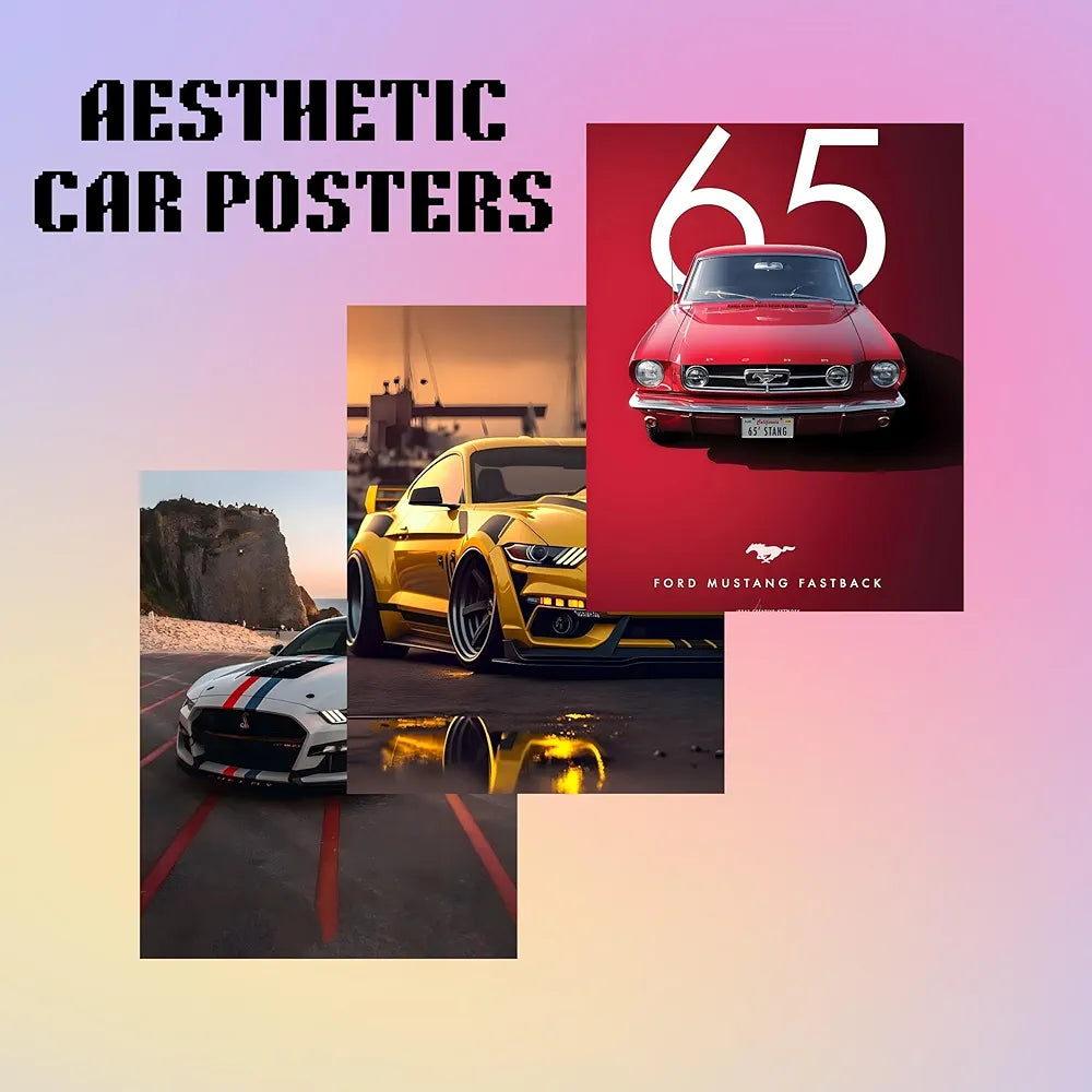 Posters Inc A4 Super Cars Poster Pack of 6 - Room Decor Aesthetic Stuff, Wall Stickers For Home Decoration of Living Room, Bedroom & Office For Motor Sport Enthusiasts - With Glue Dots