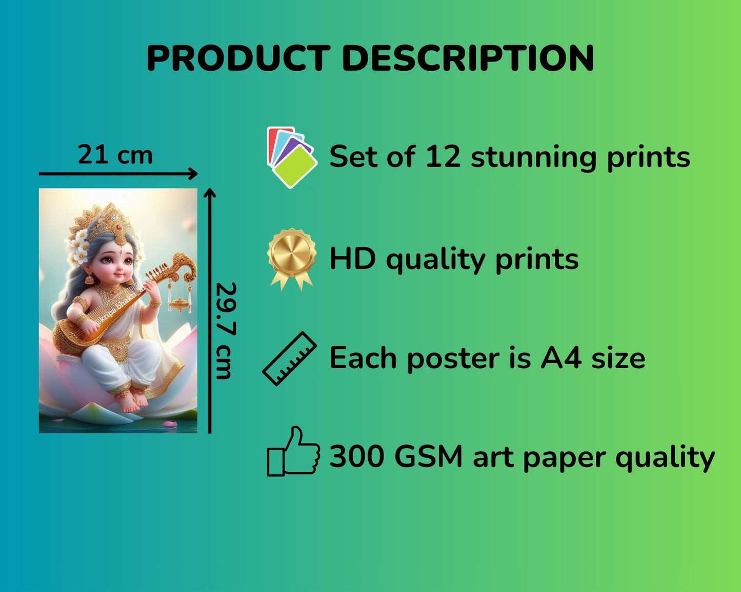 Posters Inc Baby Gods Posters for Wall – Pack of 12 Aesthetic Collage Art Prints | 8x12 Inch HD Paper Wall Decoration for Living Room, Bedroom & Kitchen | Home Decor Items & Gifts for Pregnant Women, Kids
