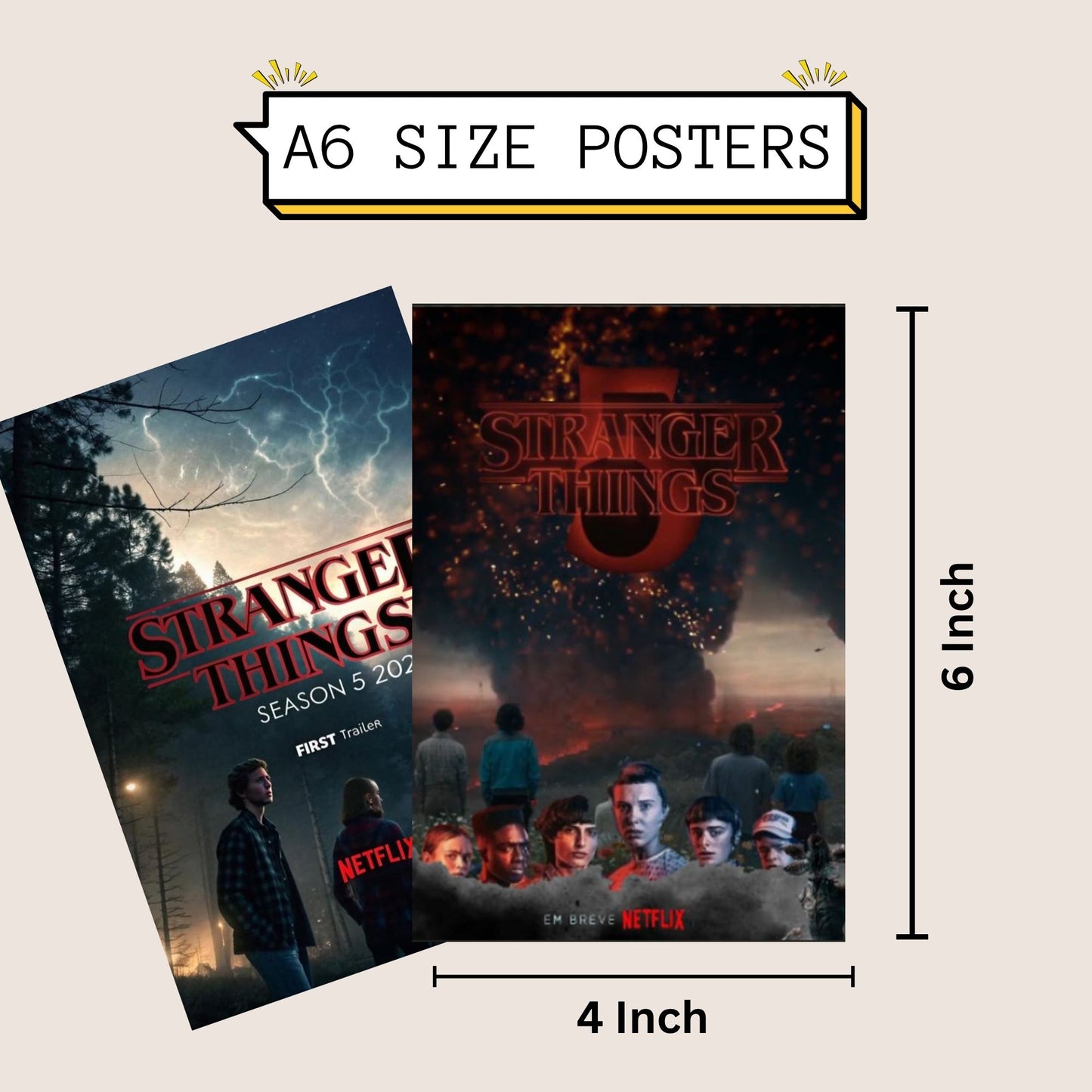 Posters Inc A6 Size Pack Of 27 Stranger Things Artwork Featuring Small Town Mystery Retro Neon Palette Television Fan Decor Includes Glue Dots