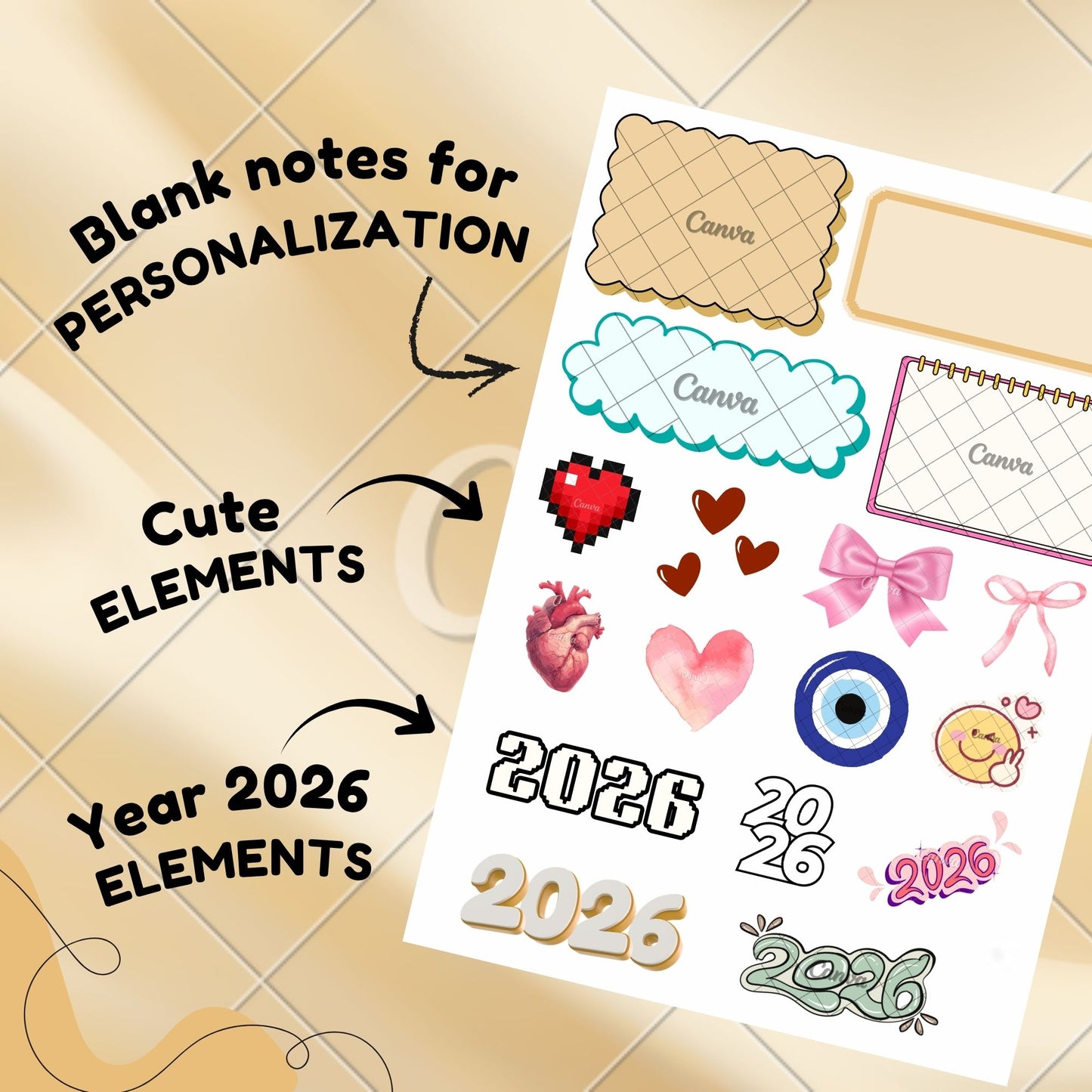 Posters Inc 2026 Vision Board for Manifestation Wall Posters 205 Elements Pack of 12 A4 Size 300 GSM Matte Paper for Wall, Bedroom, Hostel Motivational Life Goals Quotes Daily Affirmations Collection For Girls With Glue Dots Adhesive