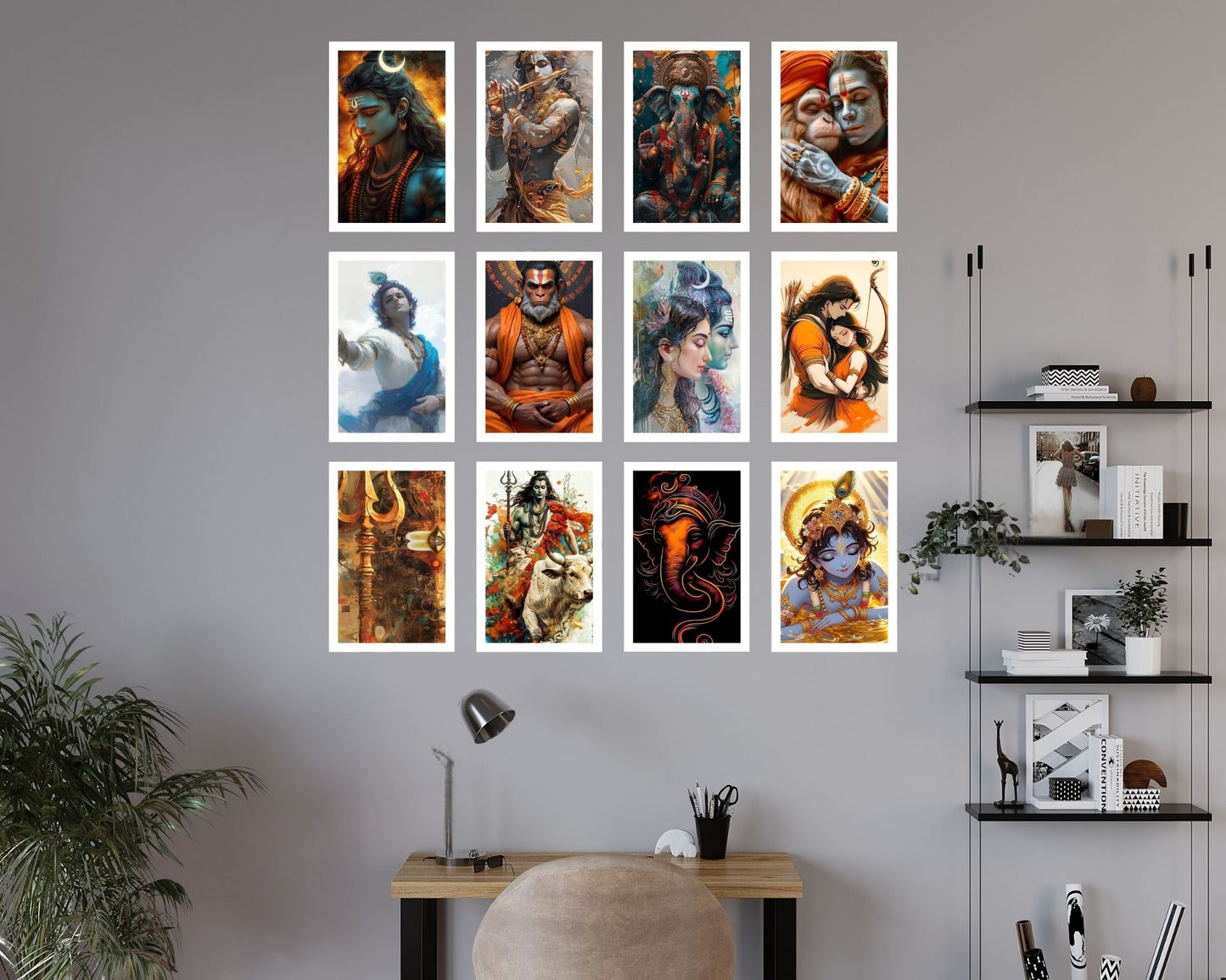 Posters Inc Set of 12 Powerful God Wallart Poster, God Wall Sticker for Home decor, HD Quality Print on 300 GSM A4 Size 8 * 12 Inch, Glue Dots Included, God Posters for Wall