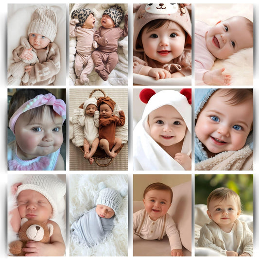 Posters Inc A4 Size Baby Posters, Pack of 12, 300 GSM Matte Paper, Cute & Heartwarming Wall Décor for Nursery & Kids’ Rooms, Inspirational Gift For New Parents & Baby Showers, Glue Dots Included