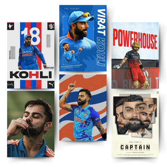 Posters Inc Virat Kohli Poster For Room A4 Size Pack Of 6 Posters Printed On 300 Gsm Matte Paper With Glue Dots Included Virat Kohli Wall Poster For Bedroom Study Room Office Cricket Posters Room