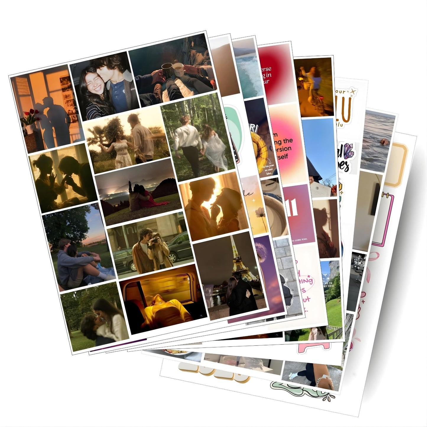 Posters Inc 2026 Vision Board for Manifestation Wall Posters 112 Elements Pack of 8 A4 Size 300 GSM Matte Paper for Wall, Bedroom, Hostel Motivational Life Goals Quotes Daily Affirmations Collection For Girls With Glue Dots Adhesive
