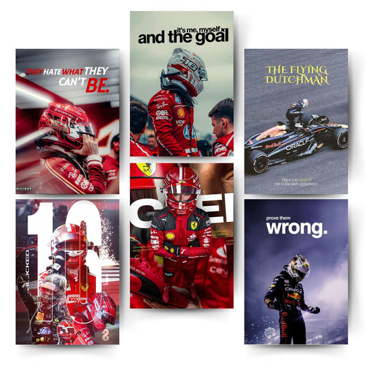 Posters Inc Formula One Car Posters For Room On 300 GSM Matte Paper Size A4 Pack Of 6 Posters With Glue Dots Included F1 Car Poster Set For Wall Decoration Room Accessories