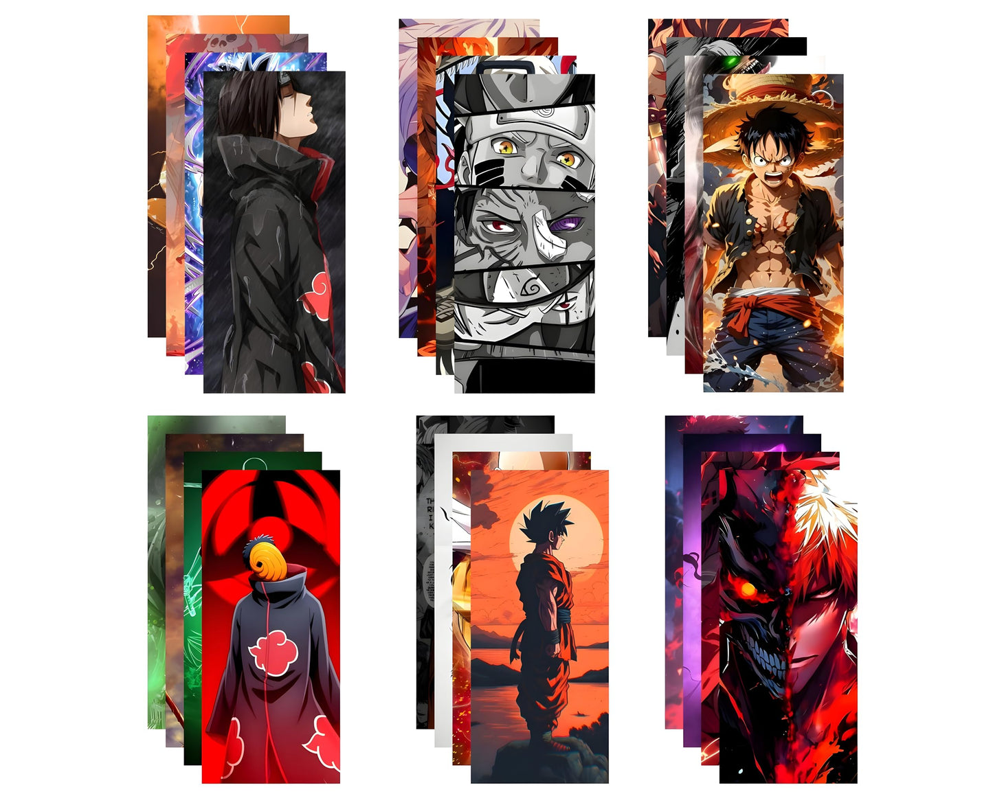 Posters Inc Demon Slayer, Naruto, Death Note, One Piece Anime Posters for Wall, Aesthetic Home Decor Items for Living Room, Birthday Gifts for Men, 300 GSM HD Quality Print, 8x2.5 inch Size Pack of 40