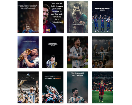 Posters Inc Messi Posters for Room Decor, Aesthetic Posters, Set of 12, 8x12 inch, Motivational Quotes, Matte Paper, 300 GSM, Birthday Gifts for Men/Boy