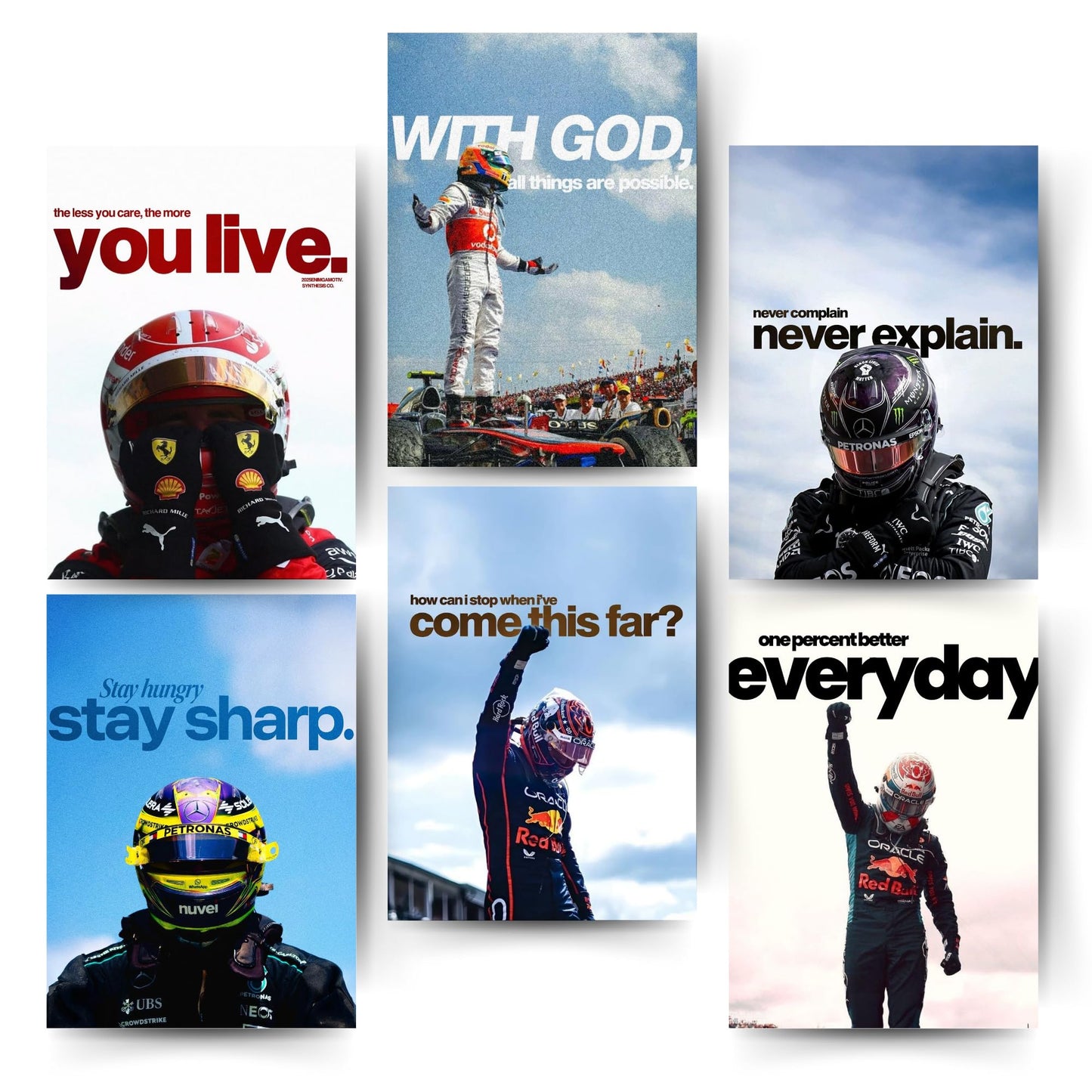Posters Inc A4 Posters For Wall F1 Racing Design Poster Set Of 6 Printed On 300 Gsm Matte Paper With Glue Dots Included For Room Decor Study Office Setup
