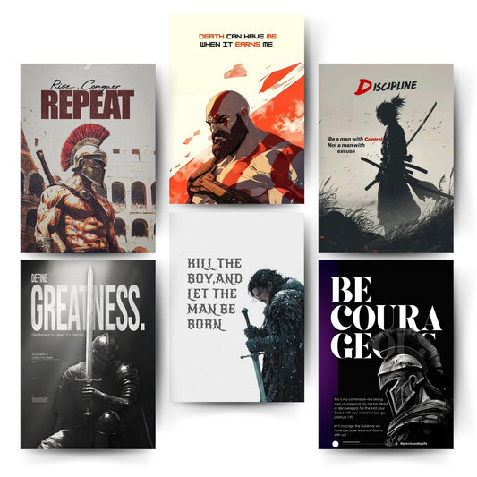 Posters Inc A4 Motivational Posters Pack Of 6 Printed On 300 Gsm Matte Paper With Glue Dots Included Posters For Wall Home Office Study Bedroom Discipline Courage Focus Theme