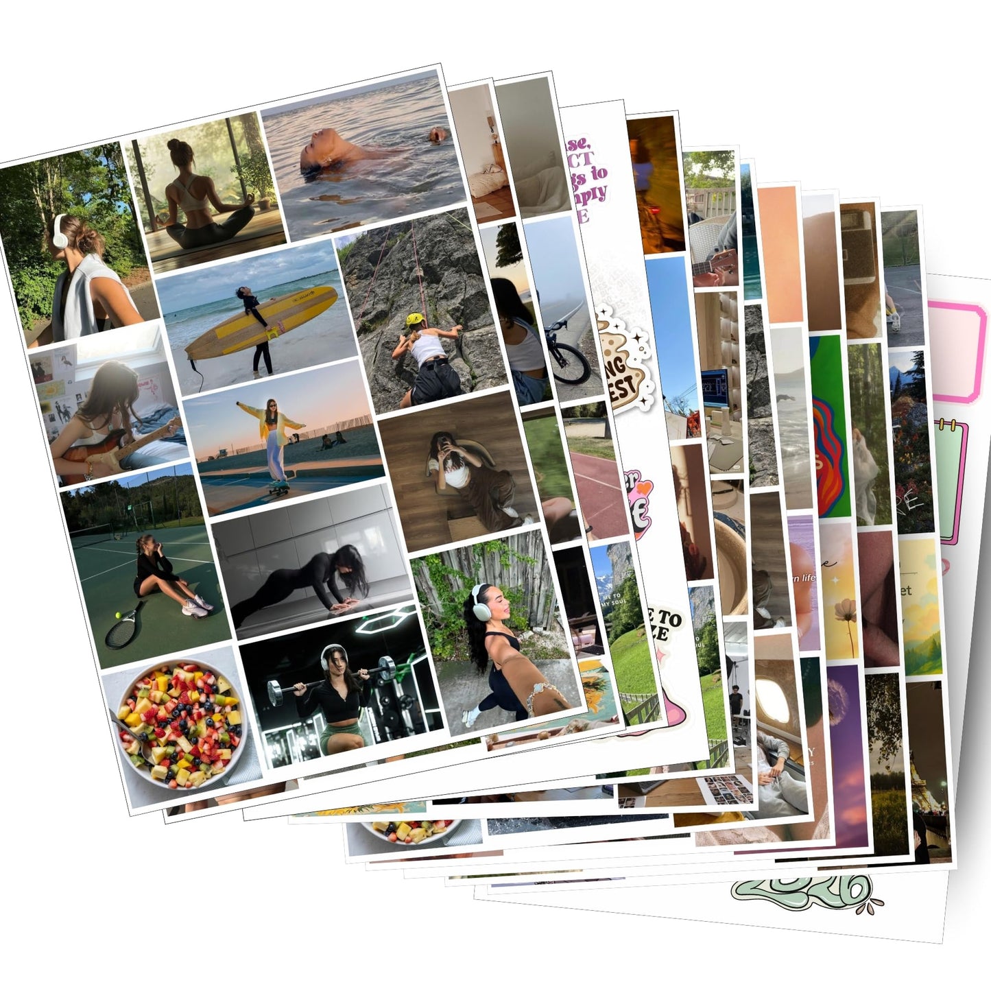 Posters Inc 2026 Vision Board for Manifestation Wall Posters 175 Elements Pack of 12 A4 Size 300 GSM Matte Paper for Wall, Bedroom, Hostel Motivational Life Goals Quotes Daily Affirmations Collection For Girls With Glue Dots Adhesive