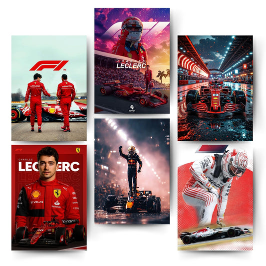 Posters Inc Formula One Racing Posters For Wall A4 Size Pack Of 6 Posters On 300 Gsm Matte Paper With Glue Dots Included F1 Car Decor Wall Decoration For Room Workspace