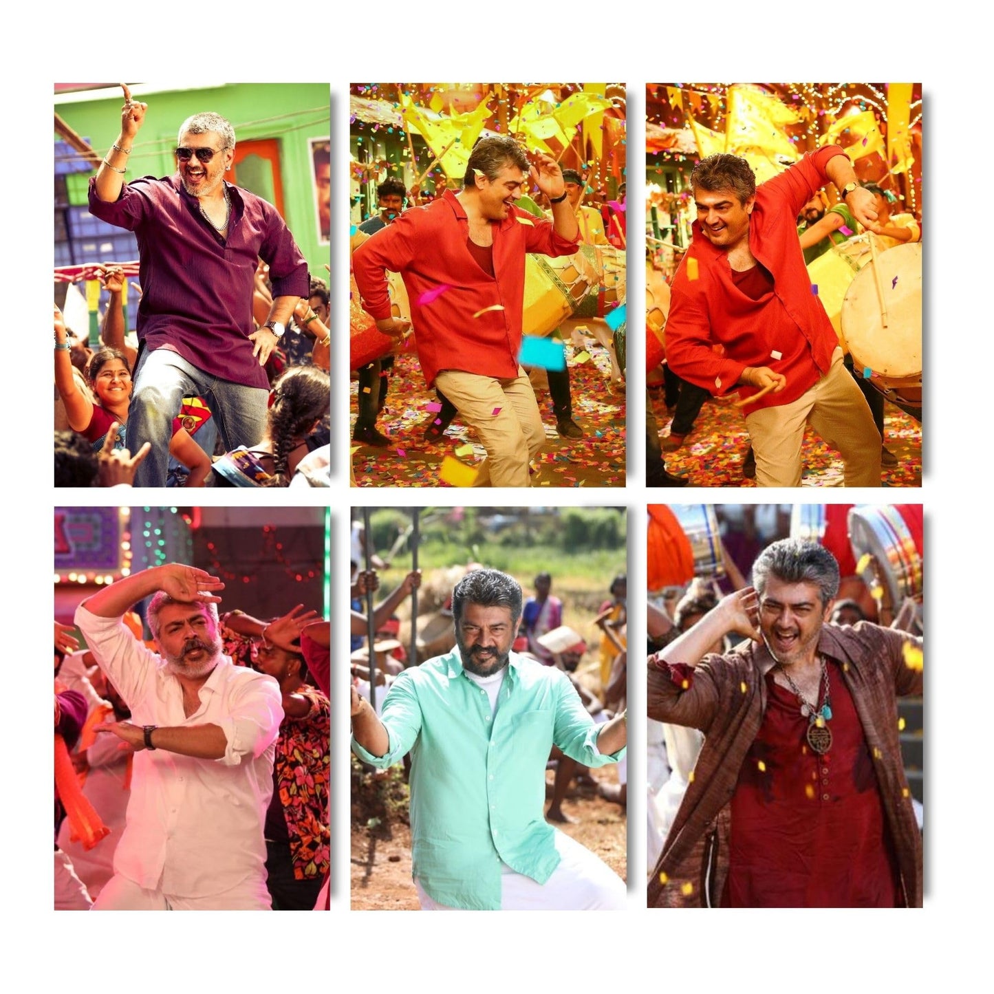 Aonami Ajith Kumar Wall Art Set A4 Pack of 6 Posters Premium 300 GSM Matte Paper Print Glue Dots Included Ajith Movie Inspired Wall Decor for Bedroom Study Space Hostel Interior and Office Decoration