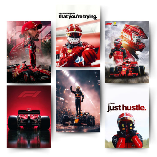 Posters Inc F1 Ferrari Racing Wall Posters On 300 Gsm Matte Paper Size A4 Pack Of 6 Posters With Glue Dots Included Premium Car Posters For Room Office Decor And Wall Decoration
