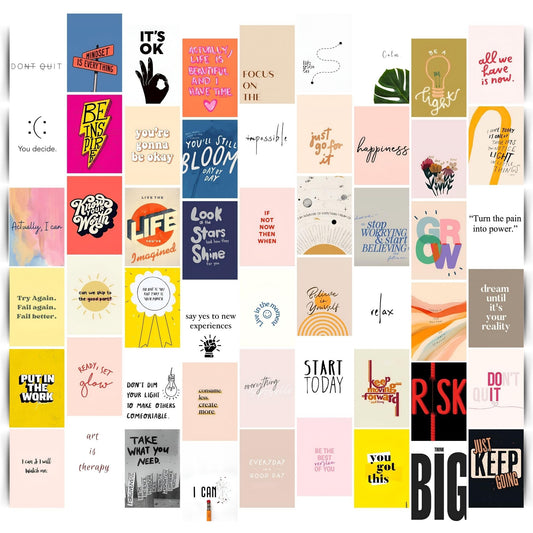 Posters Inc Pack of 54 Motivational Posters for Home Decor, Wall Decoration Items for Living Room & Bedroom, Birthday Gifts for Women & Best Friend, A6 Size 300 GSM Wallpaper Sticker without Frame