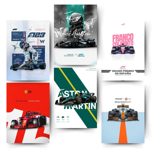 Posters Inc F1 Car Poster Set Of 6 On 300 GSM Matte Paper Size A4 With Glue Dots Included Car Posters For Room Accessories Wall Decoration Poster Aesthetic
