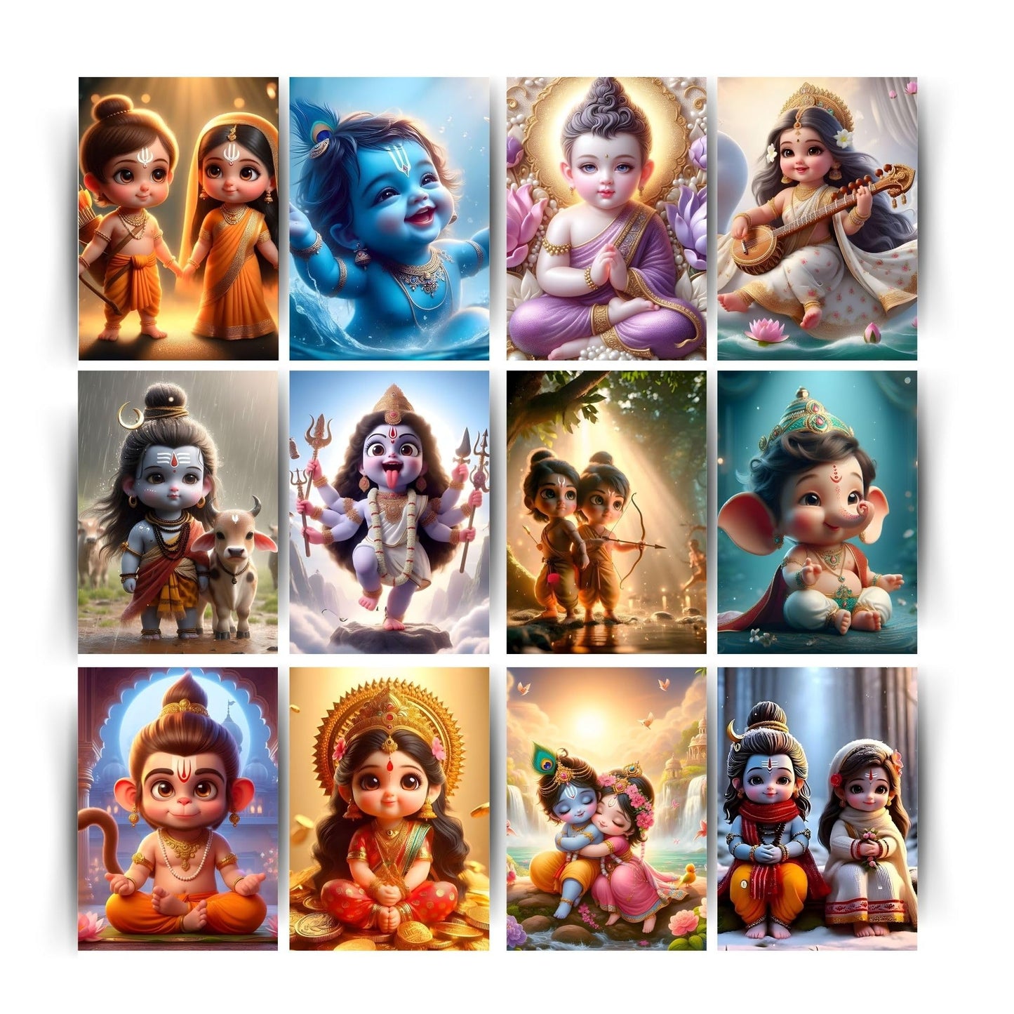 Posters Inc Baby Gods Posters for Wall – Pack of 12 Aesthetic Collage Art Prints | 8x12 Inch HD Paper Wall Decoration for Living Room, Bedroom & Kitchen | Home Decor Items & Gifts for Pregnant Women, Kids