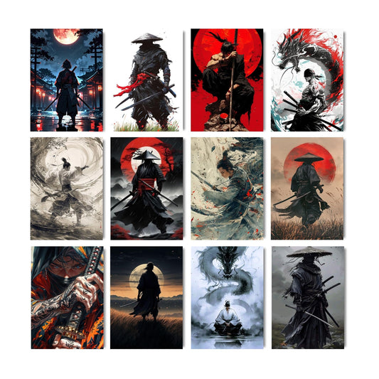 Posters Inc Warrior Art Posters for Room Decor, Set of 12, 8x12 inch A4 Sized, Empowering Warrior Posters for Home, Premium Matte Paper, 300 GSM, Birthday Gift for Men, Gluedots Included.