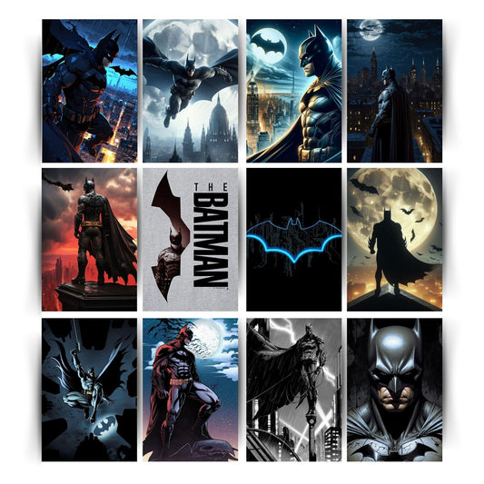 Posters Inc Set of 12 Batman Posters for Wall, Wallart Item for Home, Home Decor Items for Living Room, Aesthetic Wall Stickers for Bedroom, Birthday Gift for Men, 300 GSM A4 Size Paper