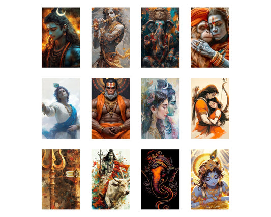 Posters Inc Set of 12 Powerful God Wallart Poster, God Wall Sticker for Home decor, HD Quality Print on 300 GSM A4 Size 8 * 12 Inch, Glue Dots Included, God Posters for Wall