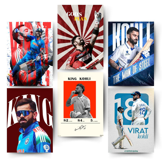 Posters Inc Virat Kohli Poster For Room A4 Size Pack Of 6 Printed On 300 Gsm Matte Paper Wall Decoration Poster For Wall Decor With Glue Dots Included Cricket Posters Room Virat Kohli Decor