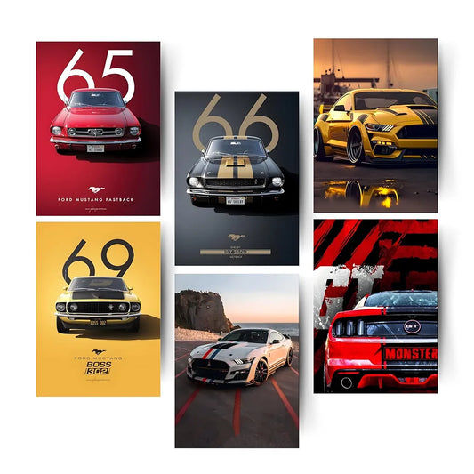 Posters Inc A4 Super Cars Poster Pack of 6 - Room Decor Aesthetic Stuff, Wall Stickers For Home Decoration of Living Room, Bedroom & Office For Motor Sport Enthusiasts - With Glue Dots