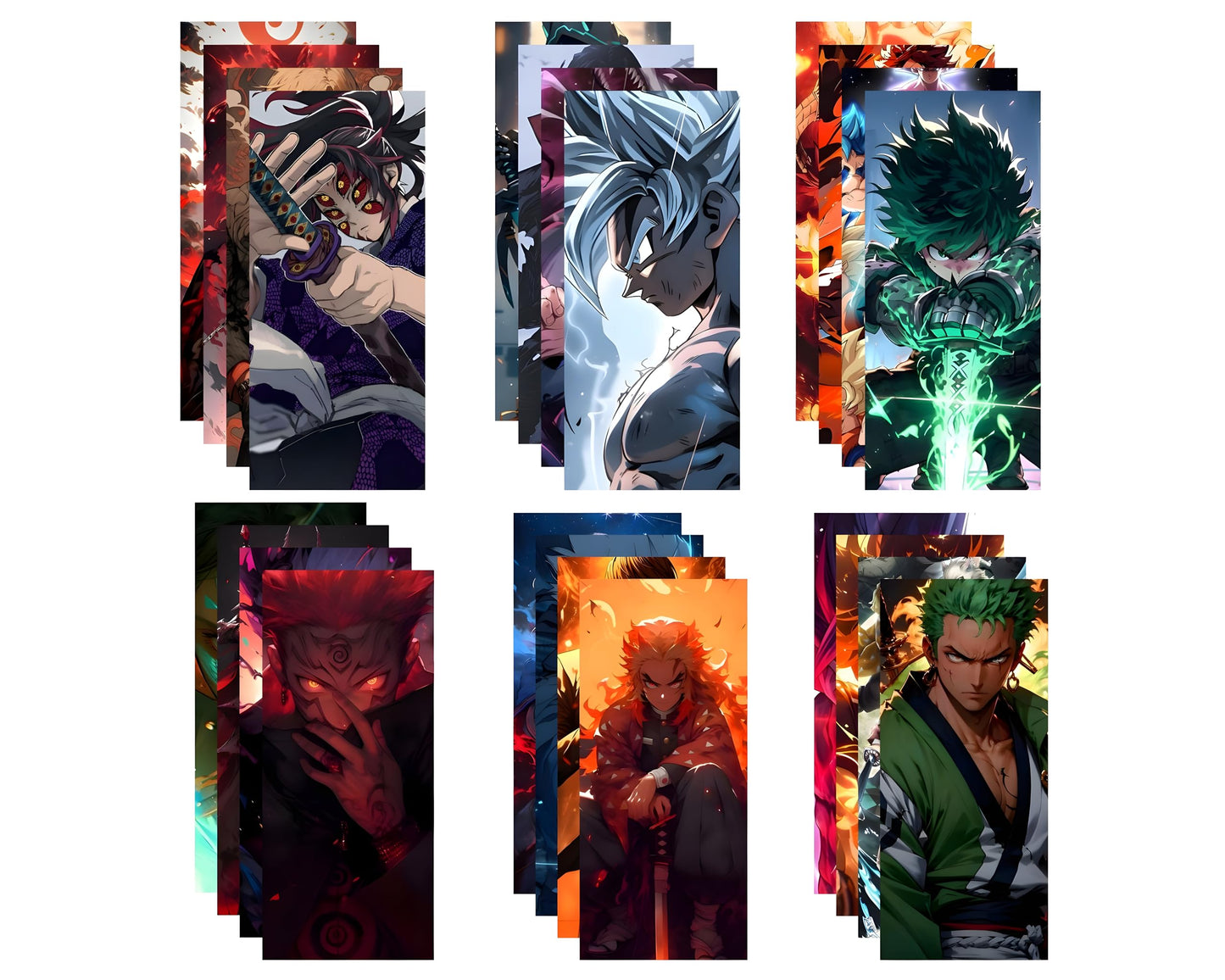 Posters Inc Demon Slayer, Naruto, Manga Anime Action Figures Wall Posters, Aesthetic Home Decor Items for Living Room, Birthday Gifts for Men, 300 GSM HD Quality Print, 8x2.5 inch Size Set of 40