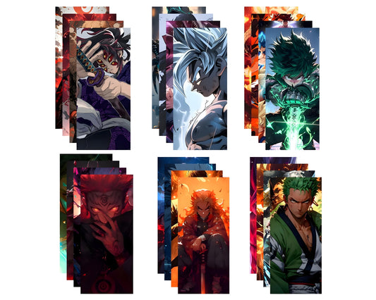 Posters Inc Demon Slayer, Naruto, Manga Anime Action Figures Wall Posters, Aesthetic Home Decor Items for Living Room, Birthday Gifts for Men, 300 GSM HD Quality Print, 8x2.5 inch Size Set of 40