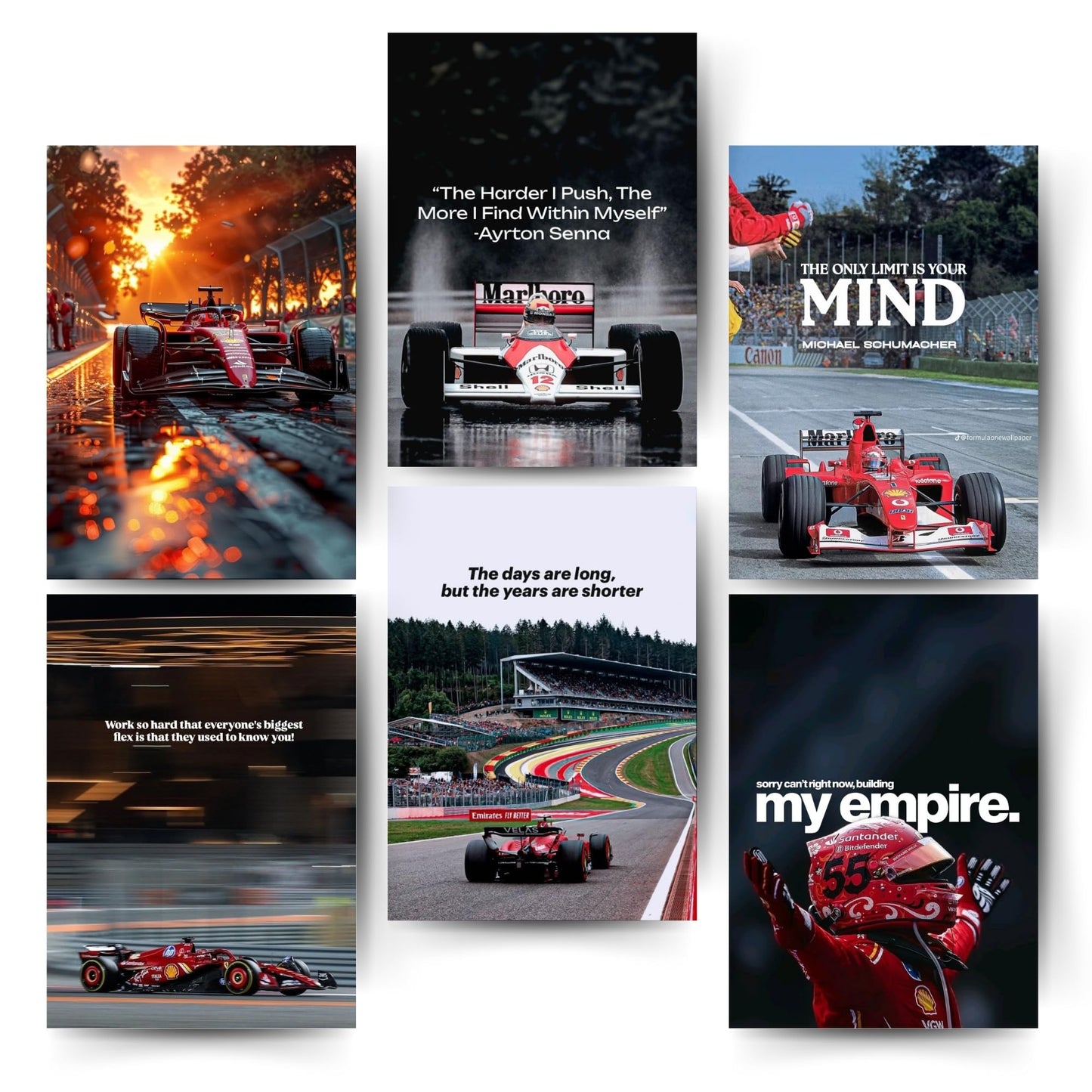Posters Inc A4 Posters For Wall F1 Formula Racing Motivation Poster Set Of 6 Printed On 300 Gsm Matte Paper With Glue Dots Included For Room Decor Study Office Workspace Setup