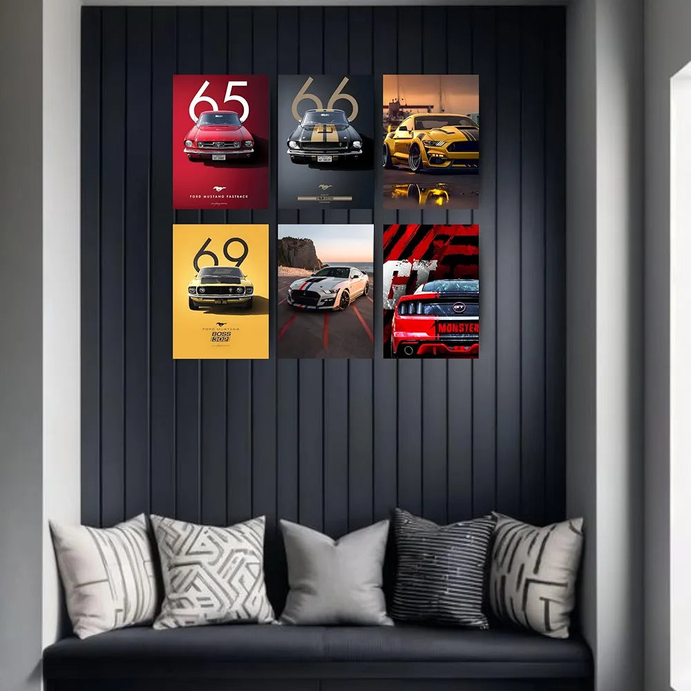 Posters Inc A4 Super Cars Poster Pack of 6 - Room Decor Aesthetic Stuff, Wall Stickers For Home Decoration of Living Room, Bedroom & Office For Motor Sport Enthusiasts - With Glue Dots