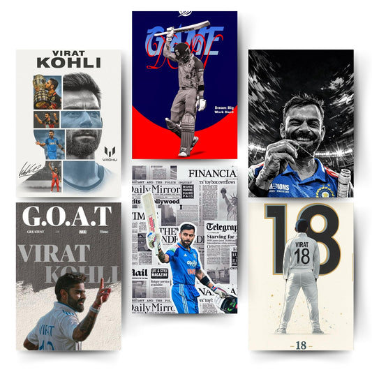 Posters Inc Virat Kohli Poster For Room A4 Size Pack Of 6 Posters Printed On 300 Gsm Matte Paper With Glue Dots Included Virat Kohli Wall Poster Set Cricket Posters Room Decoration For Bedroom
