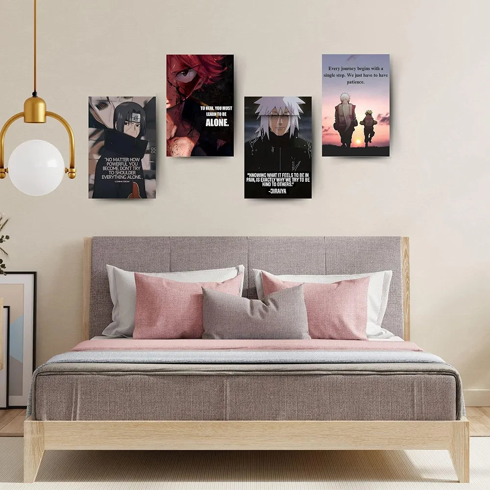Posters Inc Anime Motivational Wall Art - A4 Size, Pack of 6, 300 GSM Matte Paper - Perfect for Bedrooms, Gaming Rooms, Offices, Hostels & Study Spaces - Aesthetic Decor with Inspiring Quotes, Glue Dots Included